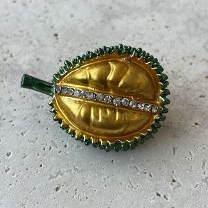 MACY'S Durian fruit pin gold tone